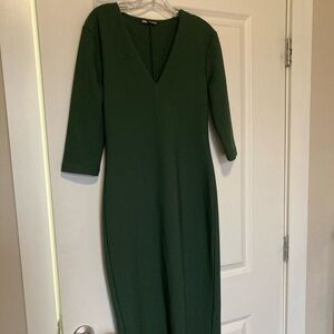Zara Forest Green 3/4 Sleeve Dress